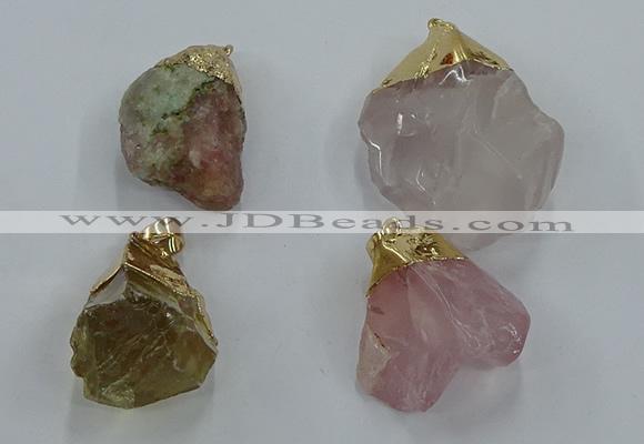 NGP8868 20*25mm - 30*40mm nuggets mixed quartz gemstone pendants