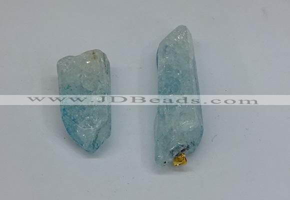 NGP8883 16*38mm - 25*60mm sticks crackle quartz pendants wholesale