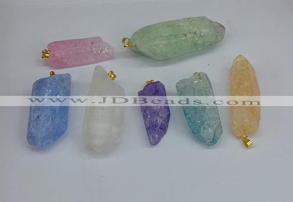 NGP8885 16*38mm - 25*60mm sticks crackle quartz pendants wholesale