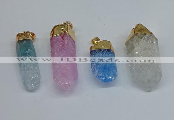 NGP8895 10*35mm - 20*45mm sticks crackle quartz pendants