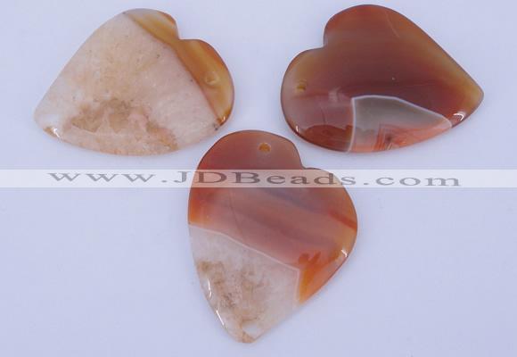 NGP894 5PCS 42*50mm heart agate druzy geode gemstone pendants