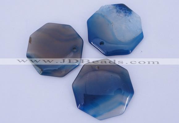 NGP907 5PCS 40*40mm octagonal agate druzy geode gemstone pendants