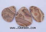 NGP944 5PCS 35-45mm*55-65mm freeform picture jasper gemstone pendants