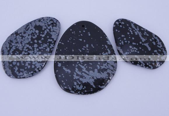 NGP947 5PCS 35-55mm*50-65mm freeform snowflake obsidian gemstone pendants