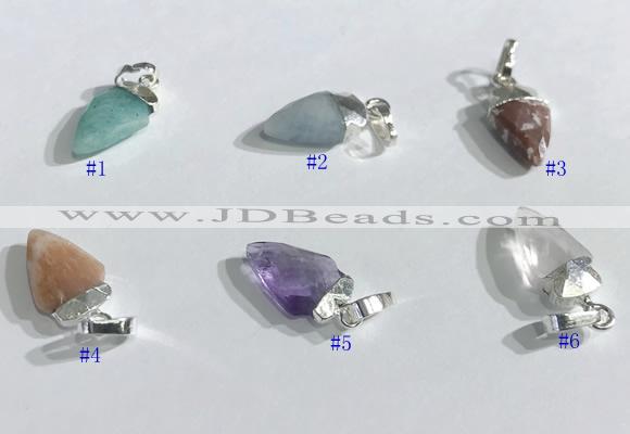 NGP9724 9*15mm arrowhead-shaped  mixed gemstone pendants wholesale