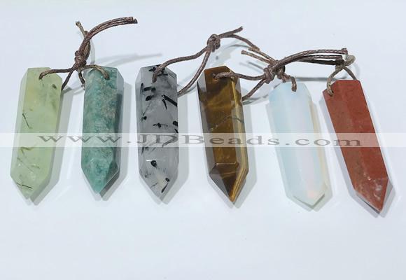 NGP9766 12*40mm-15*55mm sticks mixed gemstone pendants