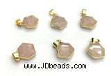 NGP9874 16mm faceted hexagon rose quartz pendant