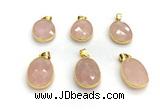 NGP9876 17*22mm faceted oval rose quartz pendant