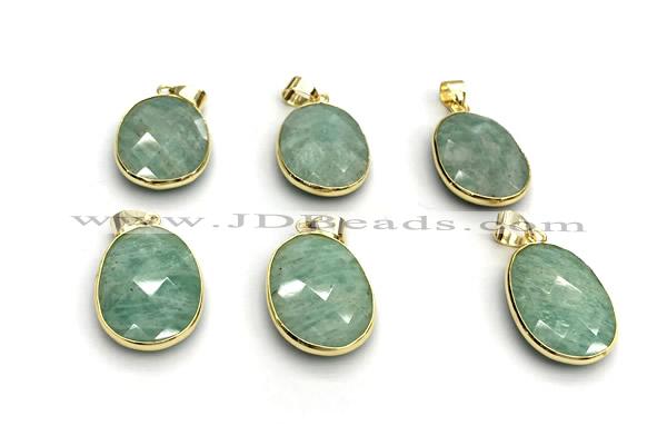 NGP9878 17*22mm faceted oval amazonite pendant