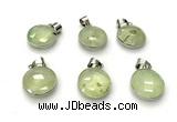 NGP9892 16mm faceted coin prehnite pendant