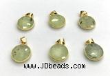 NGP9899 16mm faceted coin prehnite pendant