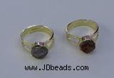 NGR1018 10mm coin druzy agate gemstone rings wholesale