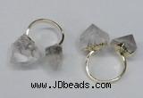 NGR103 13*18mm - 15*20mm faceted nuggets white crystal rings