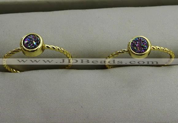 NGR1034 4mm coin plated druzy agate rings wholesale