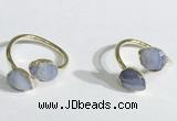 NGR1089 8*10mm faceted flat droplet blue lace agate rings wholesale