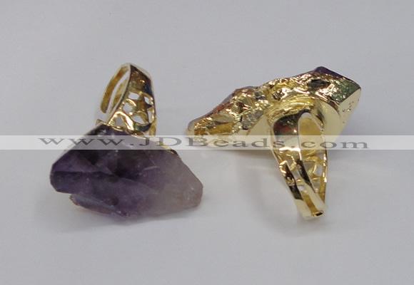 NGR109 18*35mm - 22*40mm faceted nuggets amethyst gemstone rings