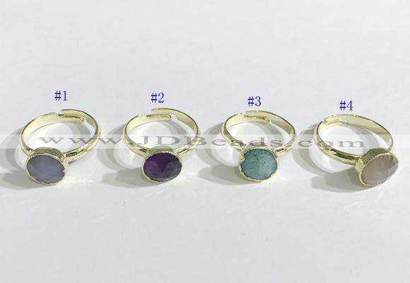 NGR1102 10mm faceted coin  mixed gemstone rings wholesale