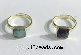 NGR1104 10mm faceted square  mixed gemstone rings wholesale