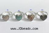 NGR1108 13mm faceted heart  mixed gemstone rings wholesale