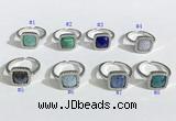 NGR1131 12mm square mixed gemstone gemstone rings wholesale