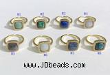 NGR1132 12mm square mixed gemstone gemstone rings wholesale