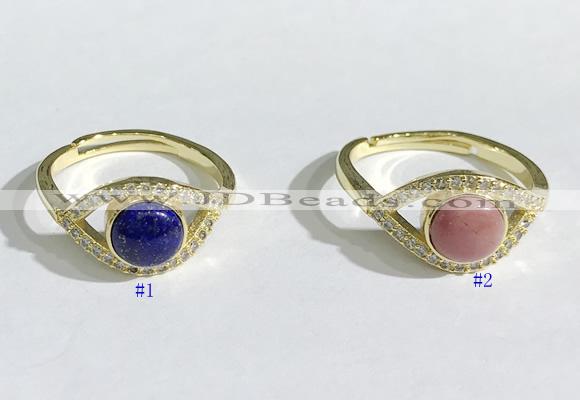 NGR1138 7mm flat round mixed gemstone gemstone rings wholesale