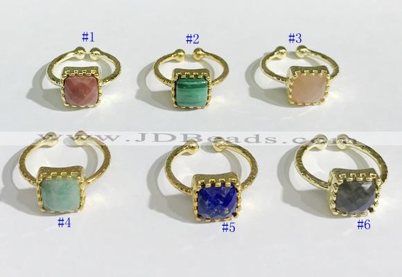 NGR1139 10mm square  mixed gemstone rings wholesale