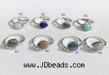 NGR1144 8*10mm faceted flat droplet mixed gemstone rings wholesale