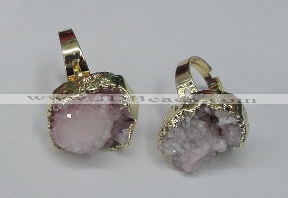 NGR130 18*25mm - 20*25mm freeform plated druzy quartz rings