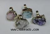 NGR133 18*25mm - 20*25mm freeform plated druzy quartz rings