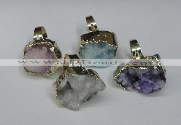 NGR133 18*25mm - 20*25mm freeform plated druzy quartz rings