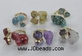 NGR154 8*10mm - 15*20mm nuggets druzy quartz rings wholesale