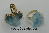 NGR19 18*25mm - 25*30mm nuggets plated druzy quartz rings