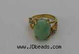 NGR2008 10*15mm faceted oval green aventurine gemstone rings