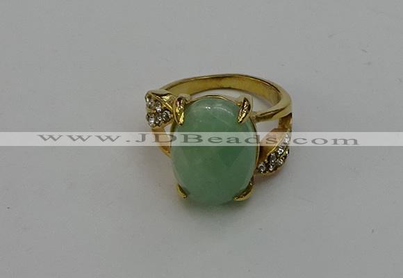 NGR2008 10*15mm faceted oval green aventurine gemstone rings