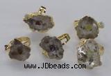 NGR204 18*25mm – 25*35mm freeform druzy quartz gemstone rings