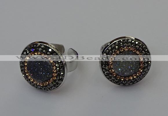 NGR2138 20mm - 22mm coin plated druzy agate rings wholesale