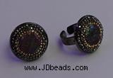 NGR2158 20mm - 22mm coin plated druzy agate gemstone rings