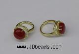 NGR224 12mm flat round agate gemstone rings wholesale