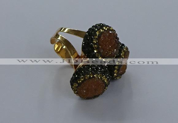 NGR291 14mm - 16mm coin plated druzy agate gemstone rings