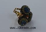 NGR297 14mm - 16mm coin plated druzy agate gemstone rings