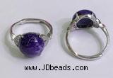 NGR3006 925 sterling silver with 12mm flat  round charoite rings