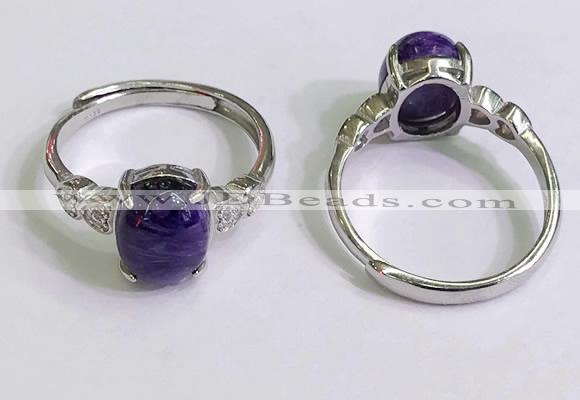 NGR3015 925 sterling silver with 8*10mm oval charoite rings