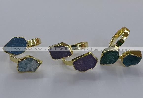 NGR337 13*18mm - 15*20mm freeform druzy agate gemstone rings