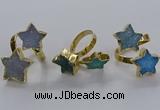 NGR345 15*15mm - 18*18mm star druzy agate gemstone rings