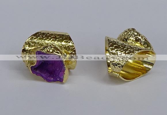 NGR374 15*20mm - 20*25mm freeform druzy agate rings wholesale