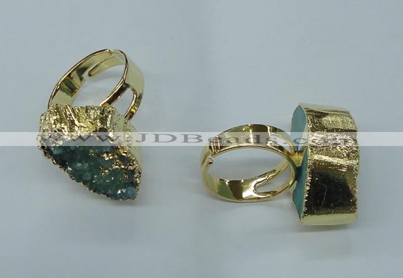 NGR55 18*25mm - 20*30mm freeform plated druzy agate rings