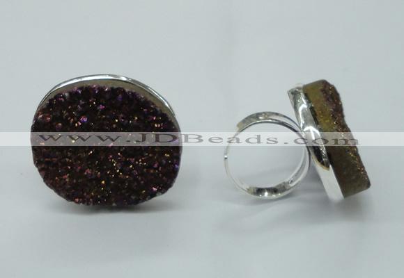 NGR63 25*30mm - 30*40mm freeform plated druzy agate rings