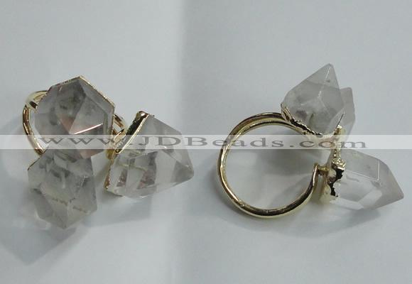 NGR75 13*18mm - 15*20mm faceted nuggets white crystal rings