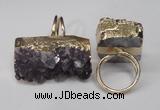 NGR90 22*30mm - 20*40mm freeform druzy amethyst gemstone rings